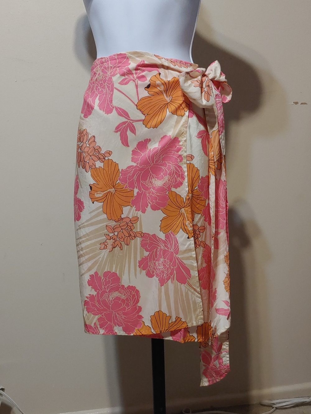 Express Pink & Orange Floral Tie-Side Swim Sarong
